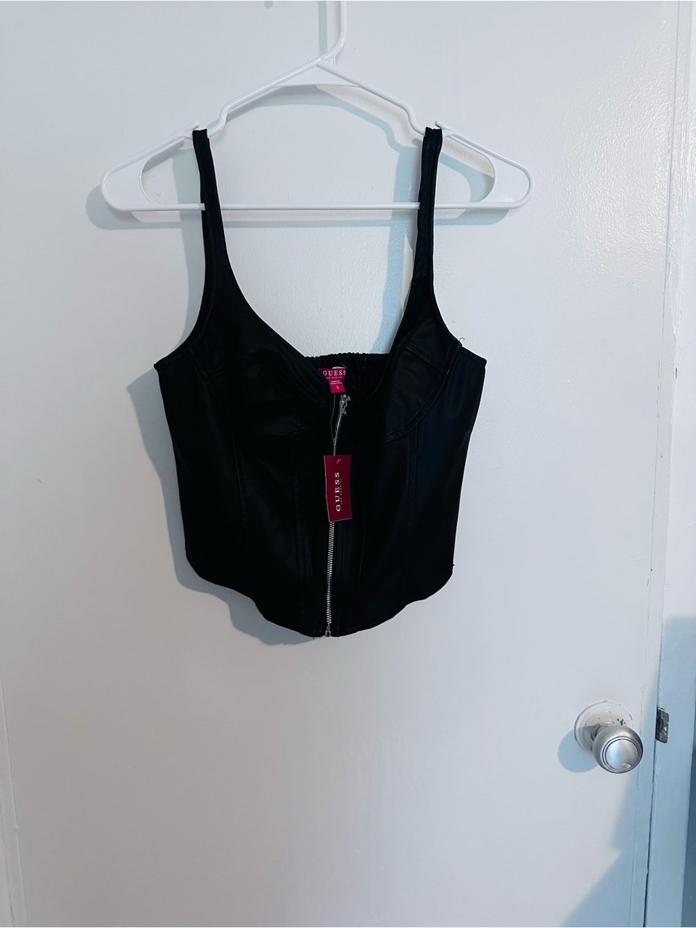 Guess Black Zip-Front Corset Camisole
